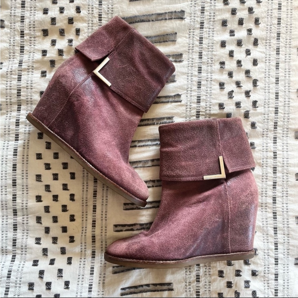 Johnston and Murphy, Byron leather cuff wedge ankle boot, size 8